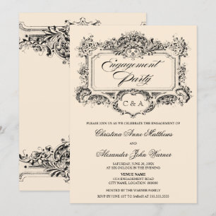 Invitation Partie vintage d'engagement