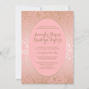 Invitation Partie Vintage d'engagement rose et or