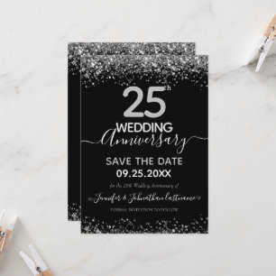 Invitation Parties scintillant 25e anniversaire du Mariage In