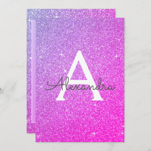 Invitation Parties scintillant à étincelle rose pourpre Baptê