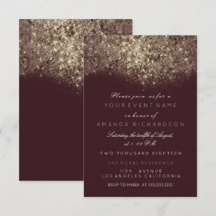 Invitation Parties scintillant Abstraite d'or brillant Typogr