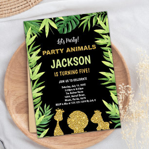 Invitation Parties scintillant Animaux sauvages Un Anniversai