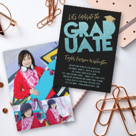 Invitation Parties scintillant Aqua Graduate Couduate Graduat