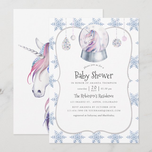 Invitation Parties scintillant aquarelle Baby shower de Noël  (Devant / Derrière)