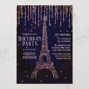 Invitation Parties scintillant Aquarelle Paris Tour Eiffel An