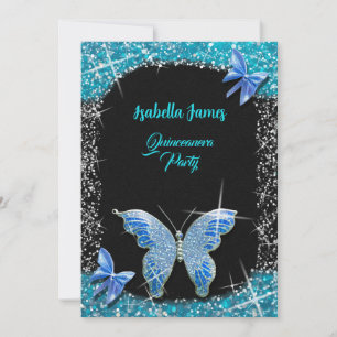 Invitation parties scintillant arc noir bleu turquoise Butter