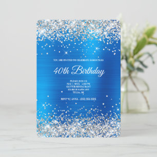 Invitation Parties scintillant Argent Bleu clair Satin huile 