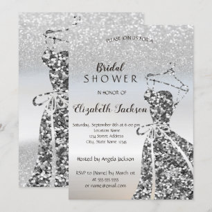 Invitation Parties scintillant Argent Bokeh Sequins robe Fête