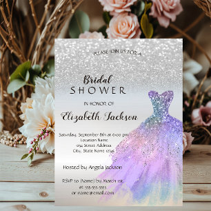 Invitation Parties scintillant Argent Bokeh Sequins robe Fête