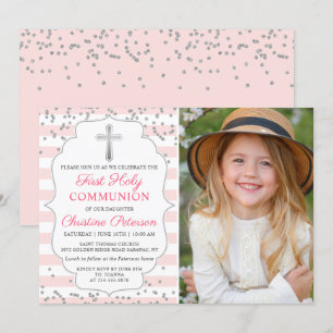 Invitation Parties scintillant argent clair rose photo premiè