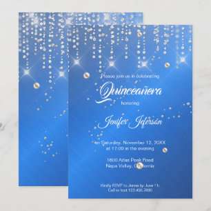 Invitation Parties scintillant argent confetti Quinceanera In
