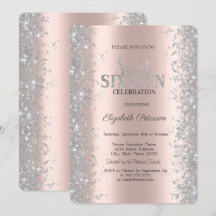 Invitation Parties scintillant Argent Confetti Rose Gold Swee