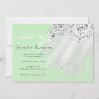 Invitation Parties scintillant argent et blanc Sweet sixteen 