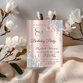 Invitation Parties scintillant argent gouttes Rose Gold 80e f