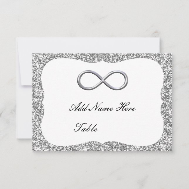 Invitation Parties scintillant Argent Infinie Table Place Car (Devant)