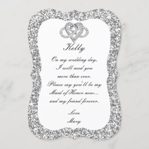 Invitation Parties scintillant Argent Infinity Coeur Maid Of 