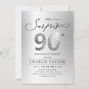 Invitation Parties scintillant argent moderne surprise adulte