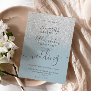 Invitation Parties scintillant argent ombre bleu sombre maria