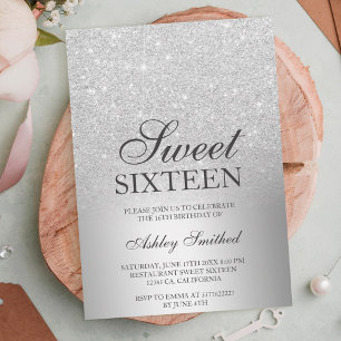 Invitation Parties scintillant argent ombre métallique chic S