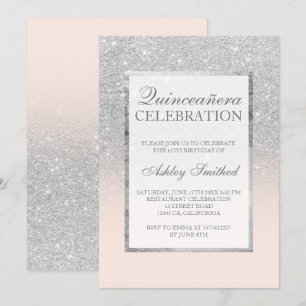 Invitation Parties scintillant argent rose élégant chic Quinc
