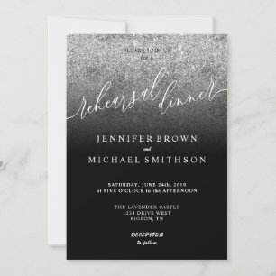 Invitation Parties scintillant Argent SPARKle Dîner de répéti