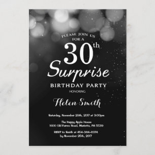 Invitation Parties scintillant Argent Surprise 30e anniversai
