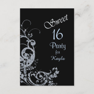 Invitation Parties scintillant Argent Swirl Sweet 16 Party