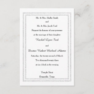 Invitation Parties scintillant argentée blanche chic Trim-3x5