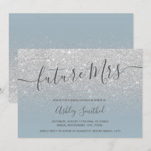 Invitation Parties scintillant argentée bleu poussiéreux Mme 