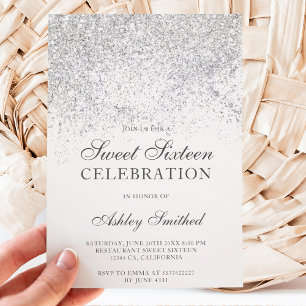 Invitation Parties scintillant argentée brille de sweet sixte