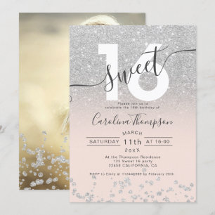 Invitation parties scintillant argentée chic sombre blush Swe