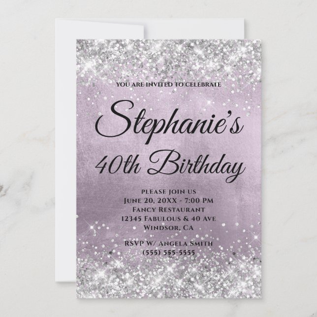Invitation Parties scintillant argentée Quartz pourpre Foil F (Devant)