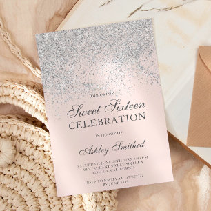 Invitation Parties scintillant argentée scintille sweet sixte
