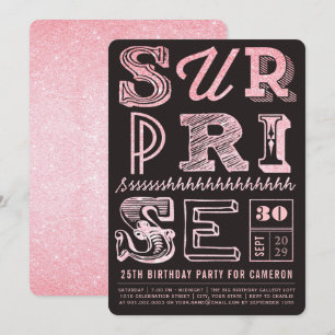 Invitation Parties scintillant Art déco Surprise Fête Anniver