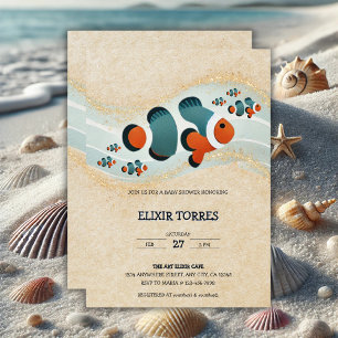Invitation Parties scintillant artisanale Poisson clown Baby 