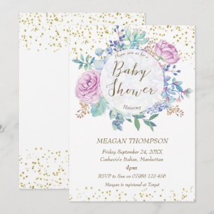 Invitation parties scintillant baby shower d'invitation flora
