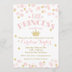 Invitation Parties scintillant Baby shower en or rose Princes