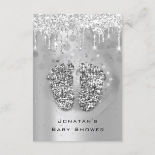 Invitation Parties scintillant Baby shower Pieds ArgentGris G