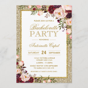 Invitation Parties scintillant Bachelorette Party Bourgogne I