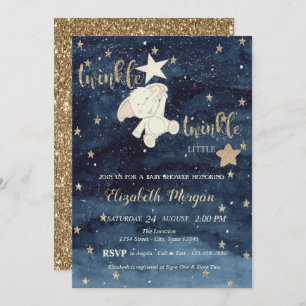 Invitation Parties scintillant Bear Blue Twinkle Baby shower 
