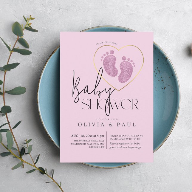 Invitation Parties scintillant Bébé Bébé Fille Douche (Créateur téléchargé)