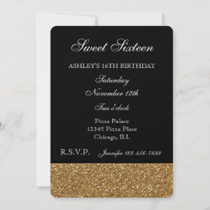 Invitation Parties scintillant Black and Gold Faux