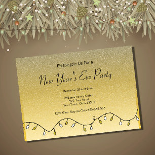 Invitation Parties scintillant Black Gold New Year's Eve Part