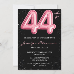 Invitation Parties scintillant Black Pink Balloon Glam 44e an