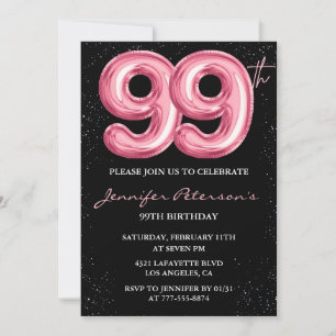 Invitation Parties scintillant Black Pink Balloon Glam 99e an