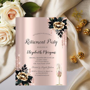Invitation Parties scintillant, Black Rose Rose Gold Retraite