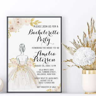 Invitation Parties scintillant blanche Blush Gold Robe Bachel