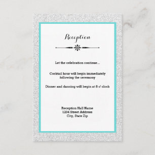 Invitation Parties scintillant blanche et cadre Turquoise - I