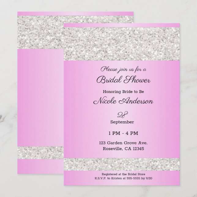 Invitation Parties scintillant blanche Étincelle Fête des mar (Devant / Derrière)