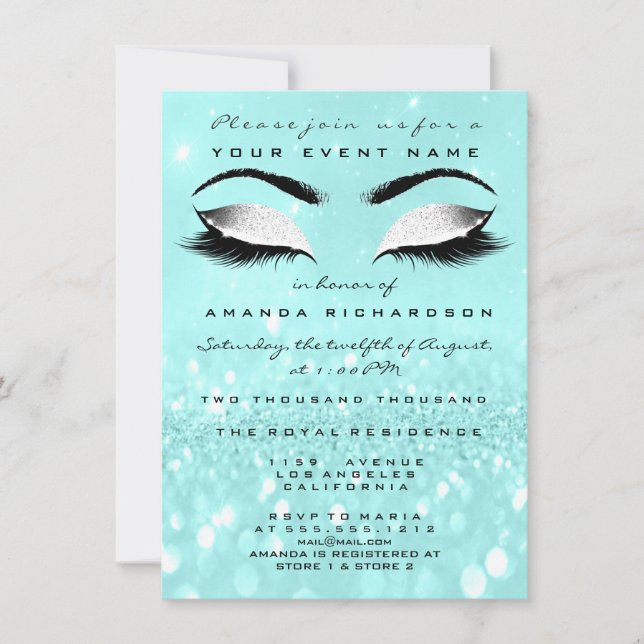 Invitation Parties scintillant blanche maquillage océanique 1 (Devant)